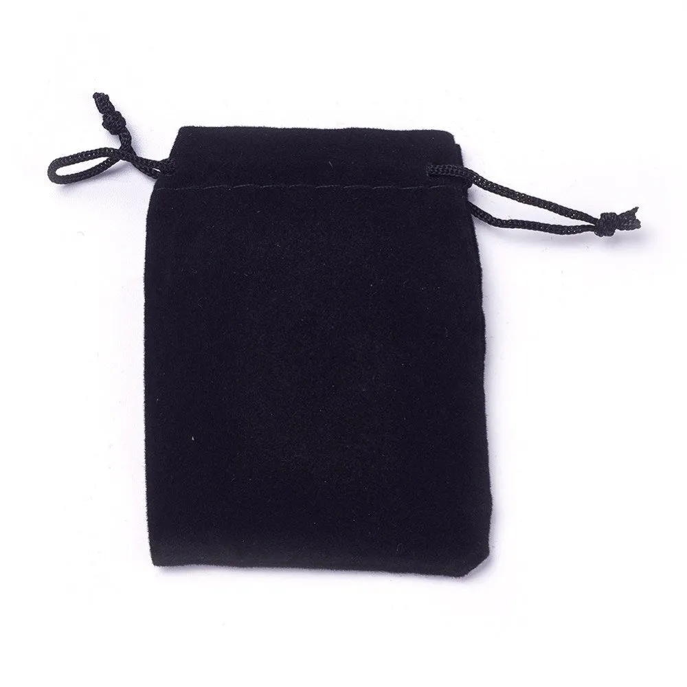 10 pc Velvet Cloth Drawstring Bags, Jewelry Bags, Christmas Party Wedding Candy Gift Bags, Black, 7x5cm
