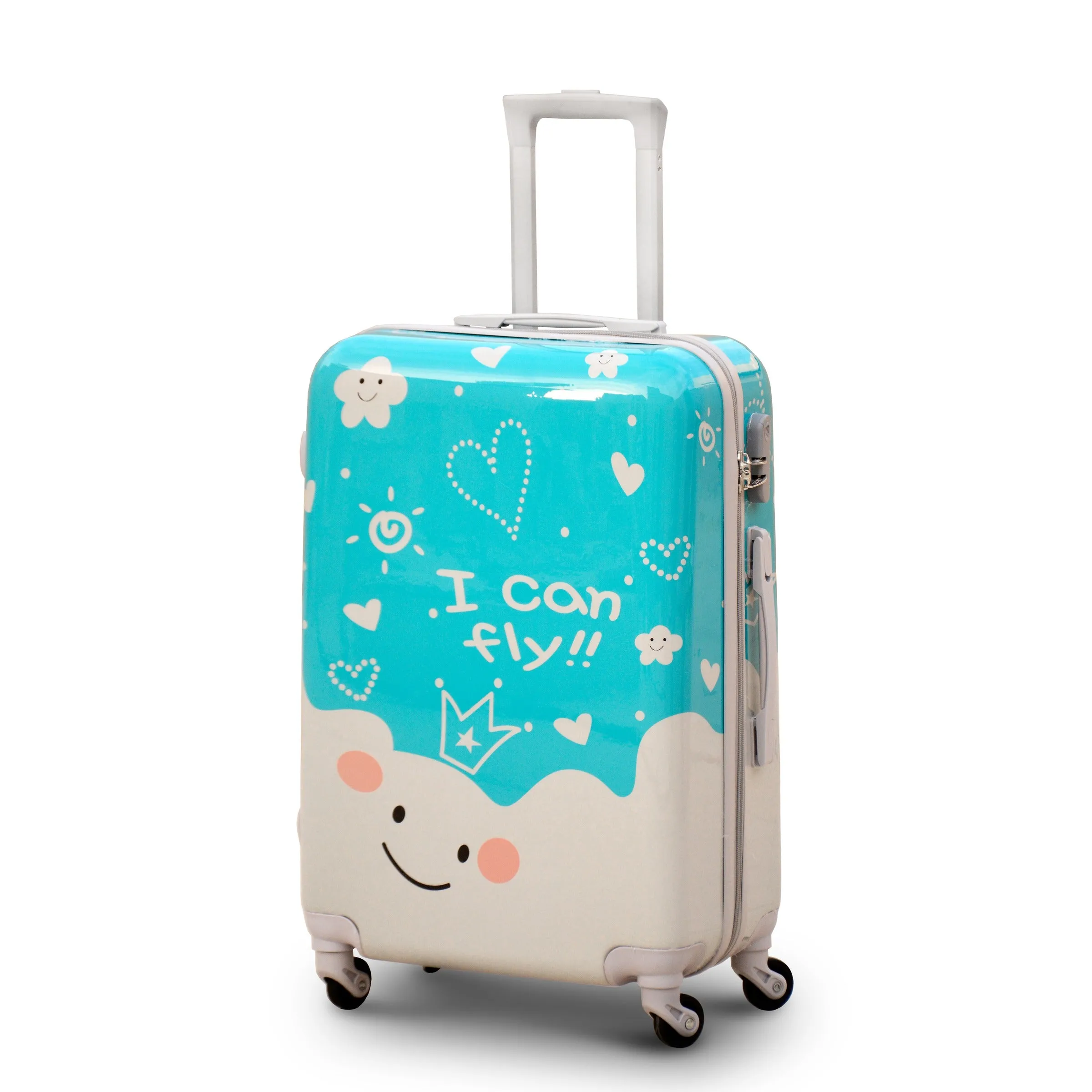 3 Pcs Set 20" 24" 28 Inches Printed Lightweight ABS Luggage | I Love Travel Blue