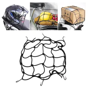 (30x30cm) Motorcycle luggage net bicycle safety net for luggage rack with hooks - Black