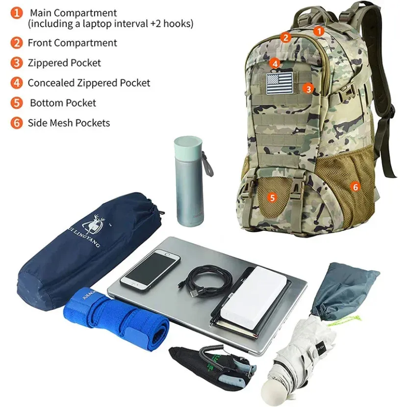 35L Tactical Backpack Molle Assault Rucksack Outdoor Travel Hiking Rucksacks Camping Hunting Climbing Casual Bags