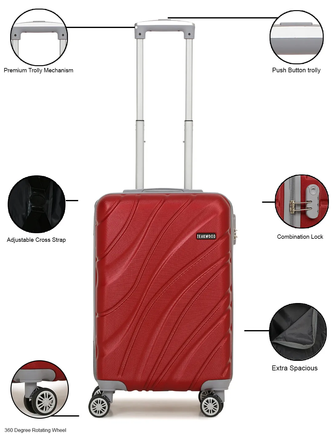 360 Degree Rotation Hard Cabin Trolley Bag