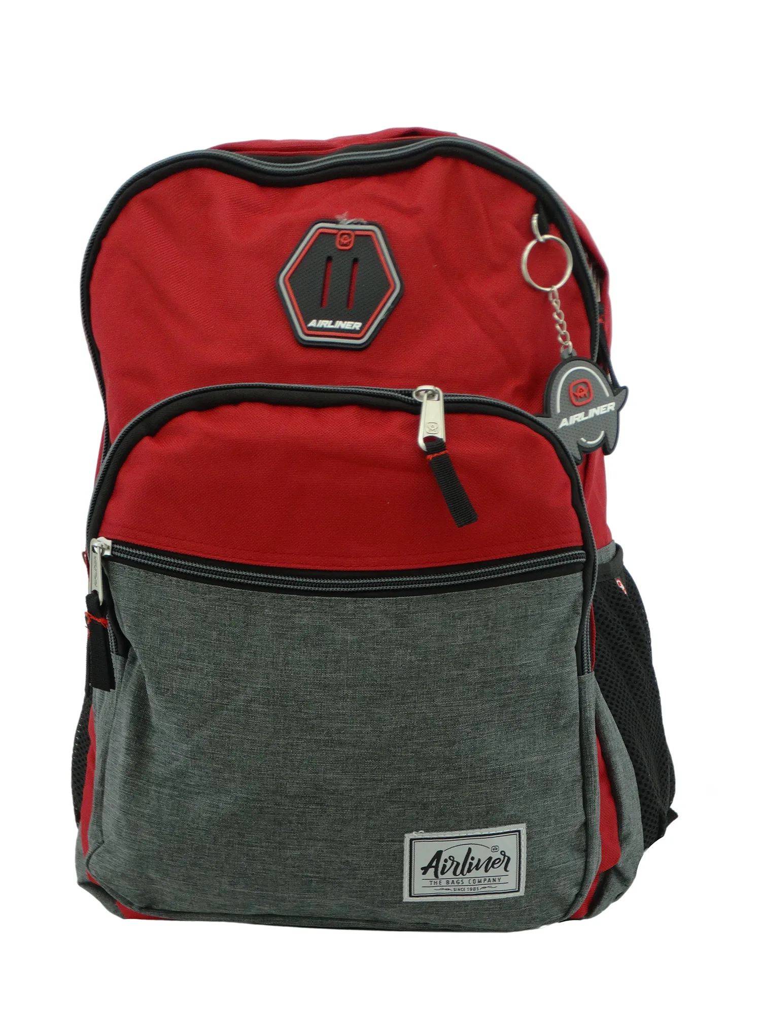 667966, Airliner, Backpack w/Laptop Sleeve - Red/Grey