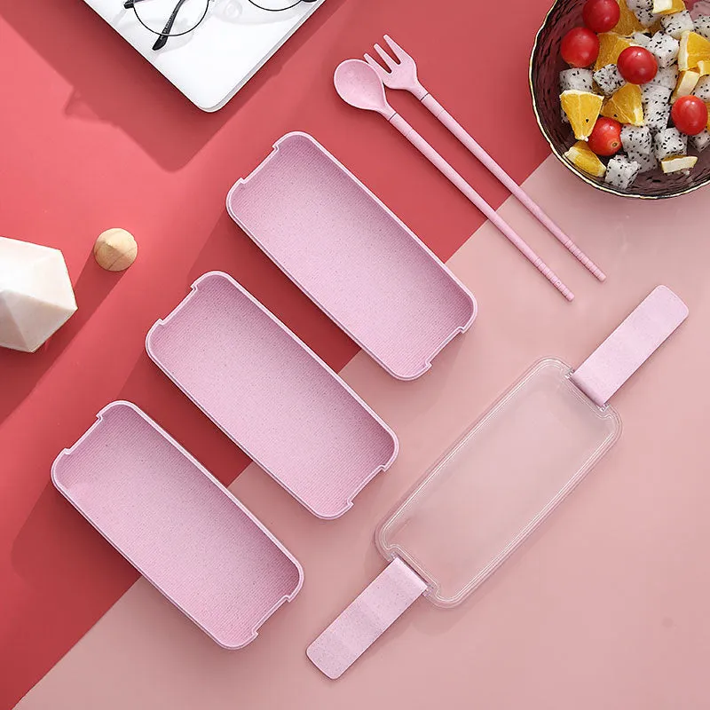 900ML Microwave Lunch Box Wheat Straw Dinnerware Kitchen Food Storage Container Children Kids School Office Portable Bento Box