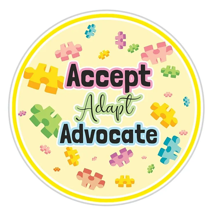 Accept Adapt Advocate Autism Support Sticker, Pastel Colors - Wholesale