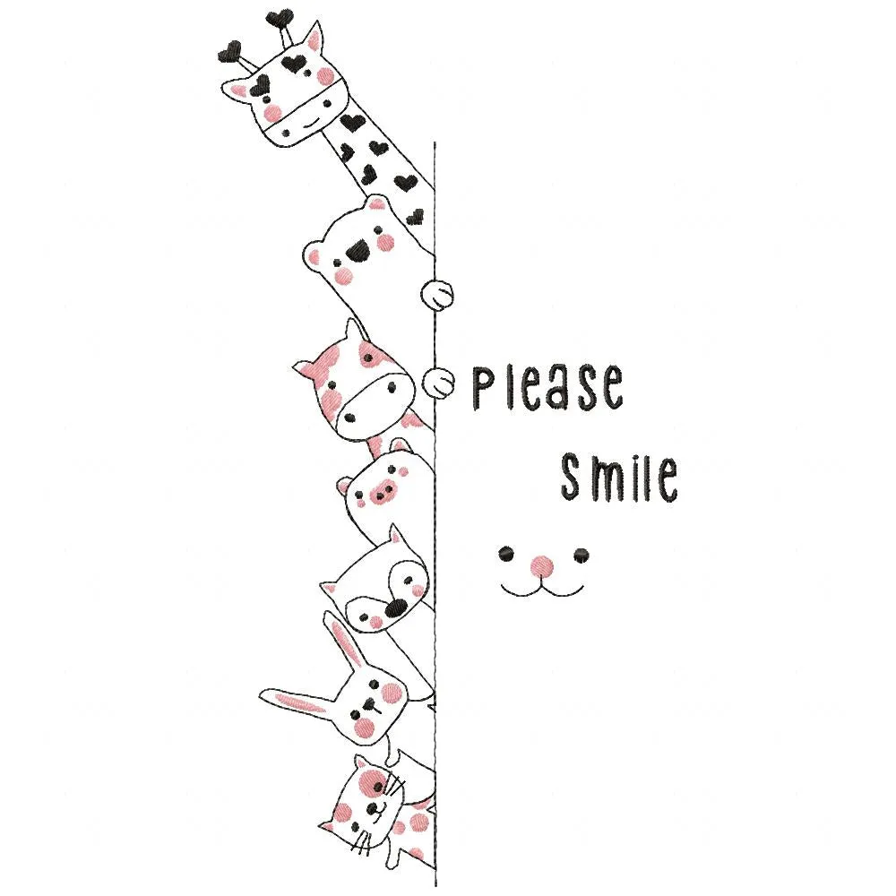 Animals Please Smile - Fill Stitch