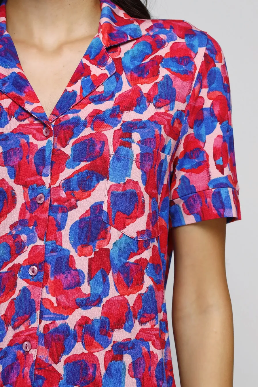 Artsy Watercolor Button Down pajama Set