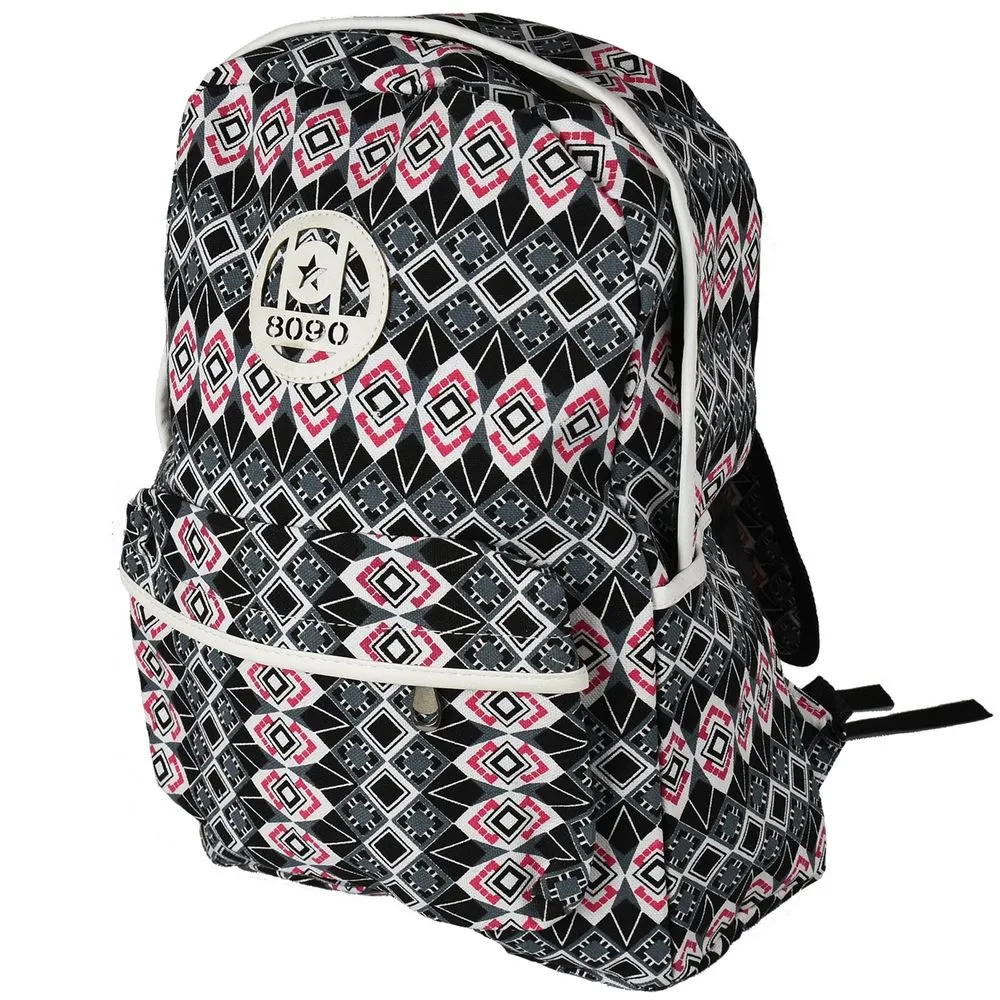 Backpack Bag  Design Squares Diamond Rhomb GREY
