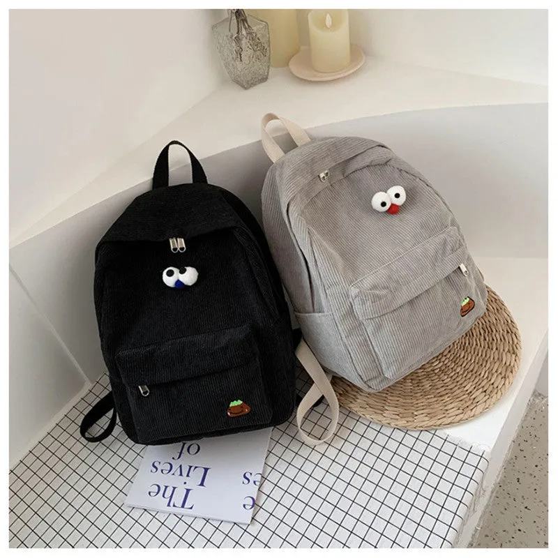 Backpack Female Corduroy Design School Backpack