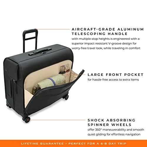 Briggs & Riley Baseline Garment Bags, Black, Deluxe Wardrobe Spinner