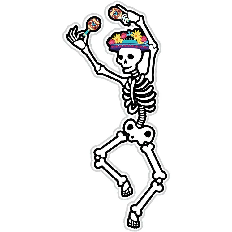 Dancing Day Of The Dead Skeleton Sticker - Wholesale
