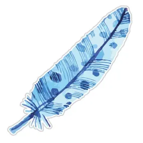 Dotted Blue Single Feather Sticker - Wholesale
