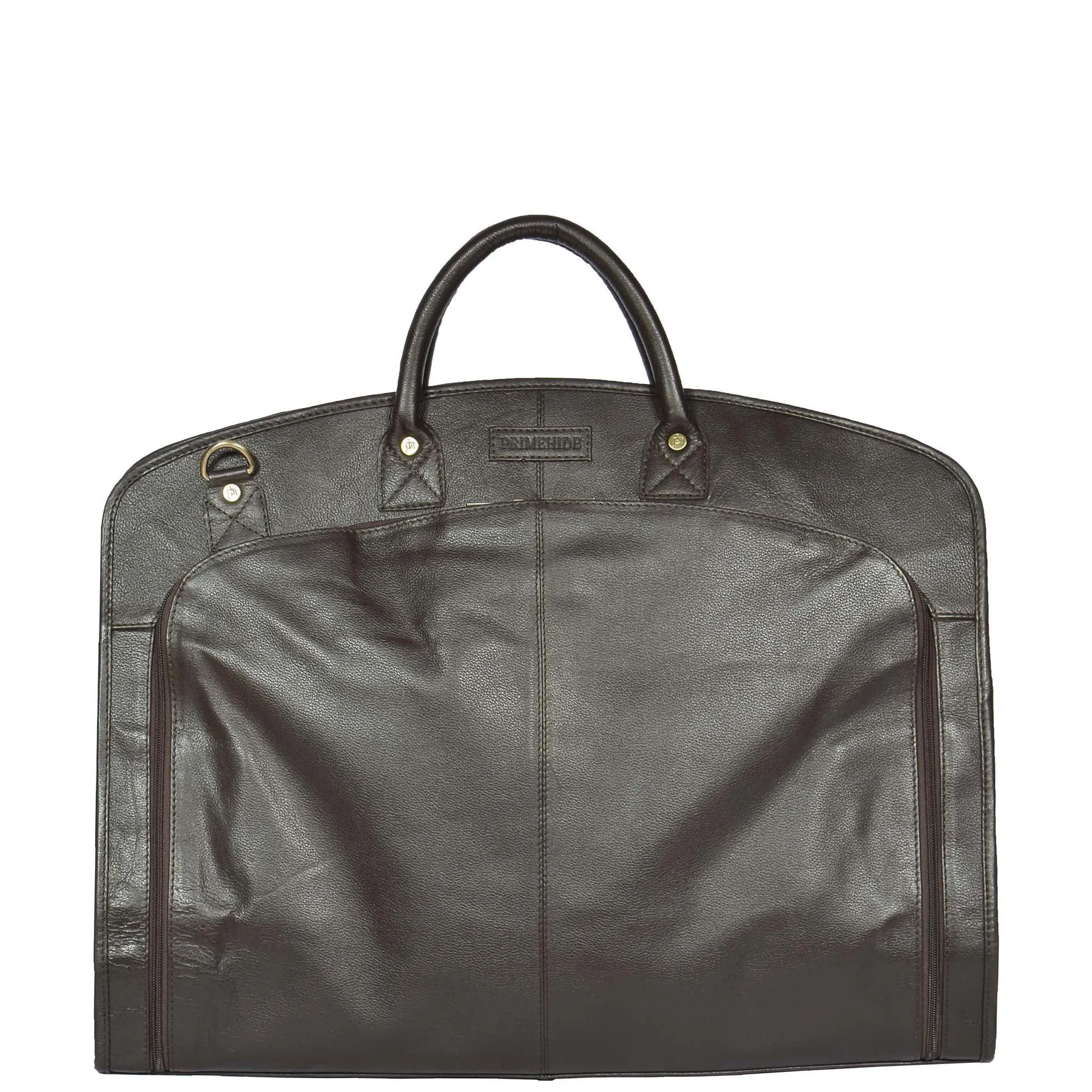 DR319 Genuine Soft Leather Suit Carrier Dress Garment Bag Brown