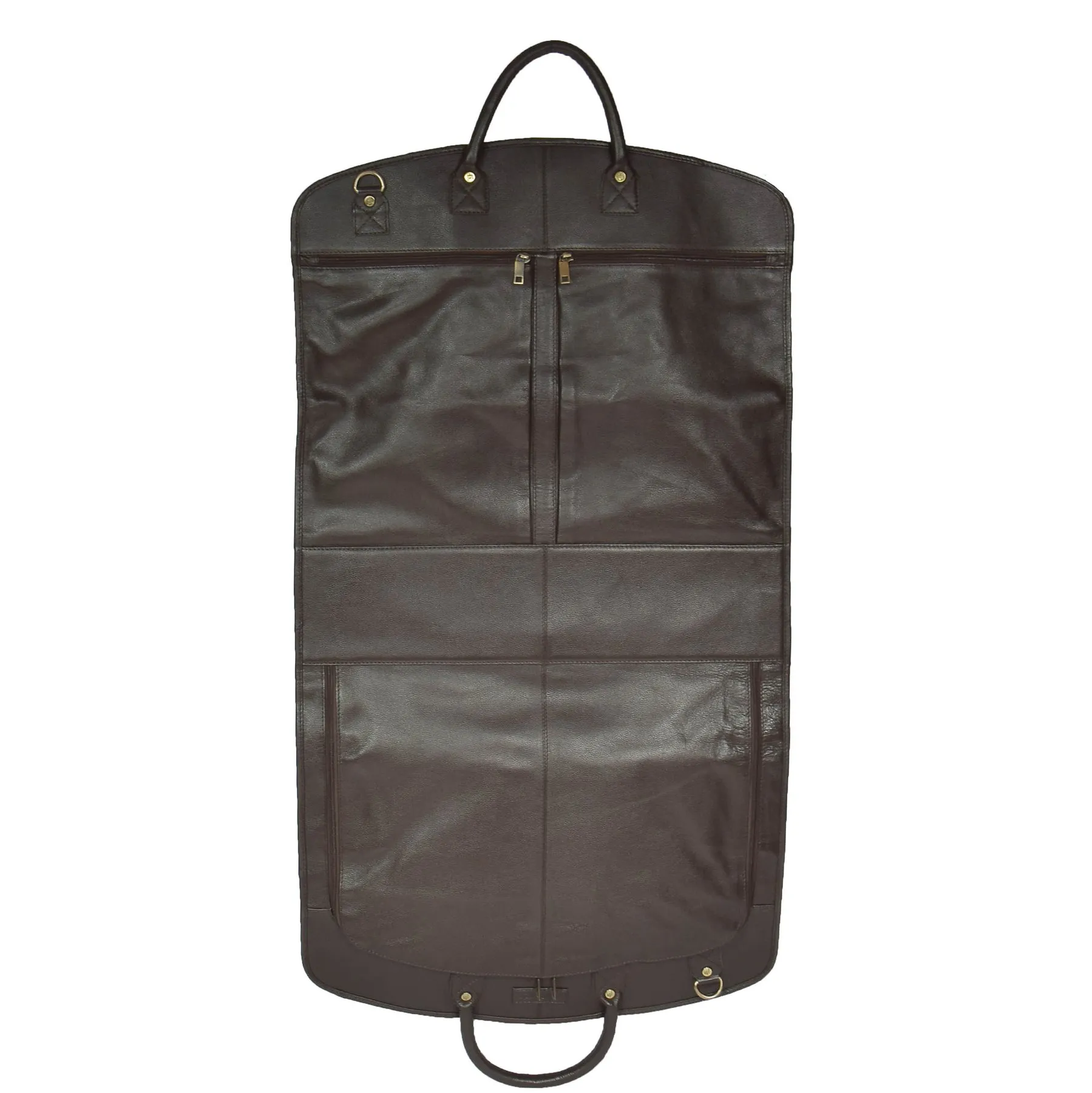 DR319 Genuine Soft Leather Suit Carrier Dress Garment Bag Brown