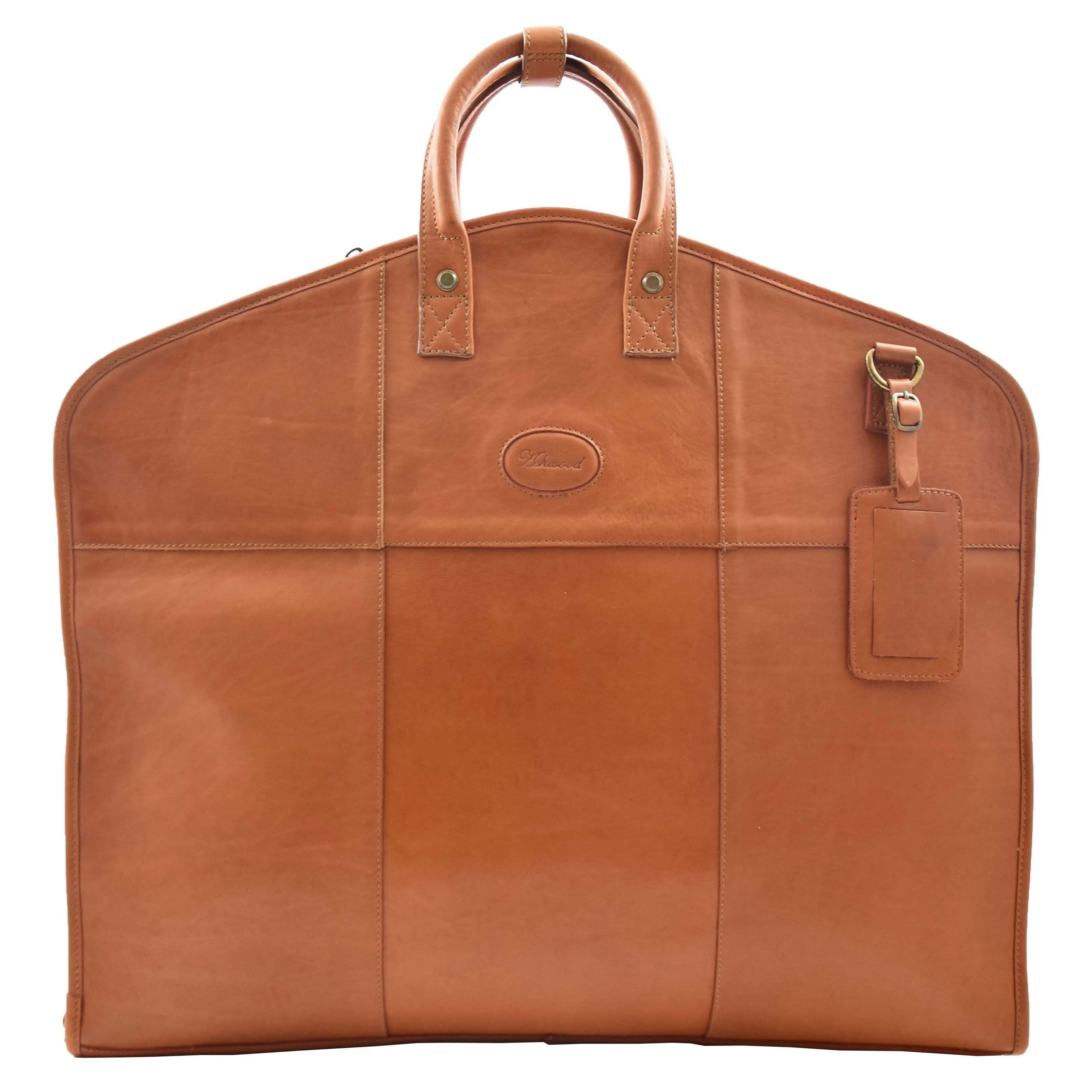 DR613 Genuine Leather Travel Suit Carrier Garment Bag Tan