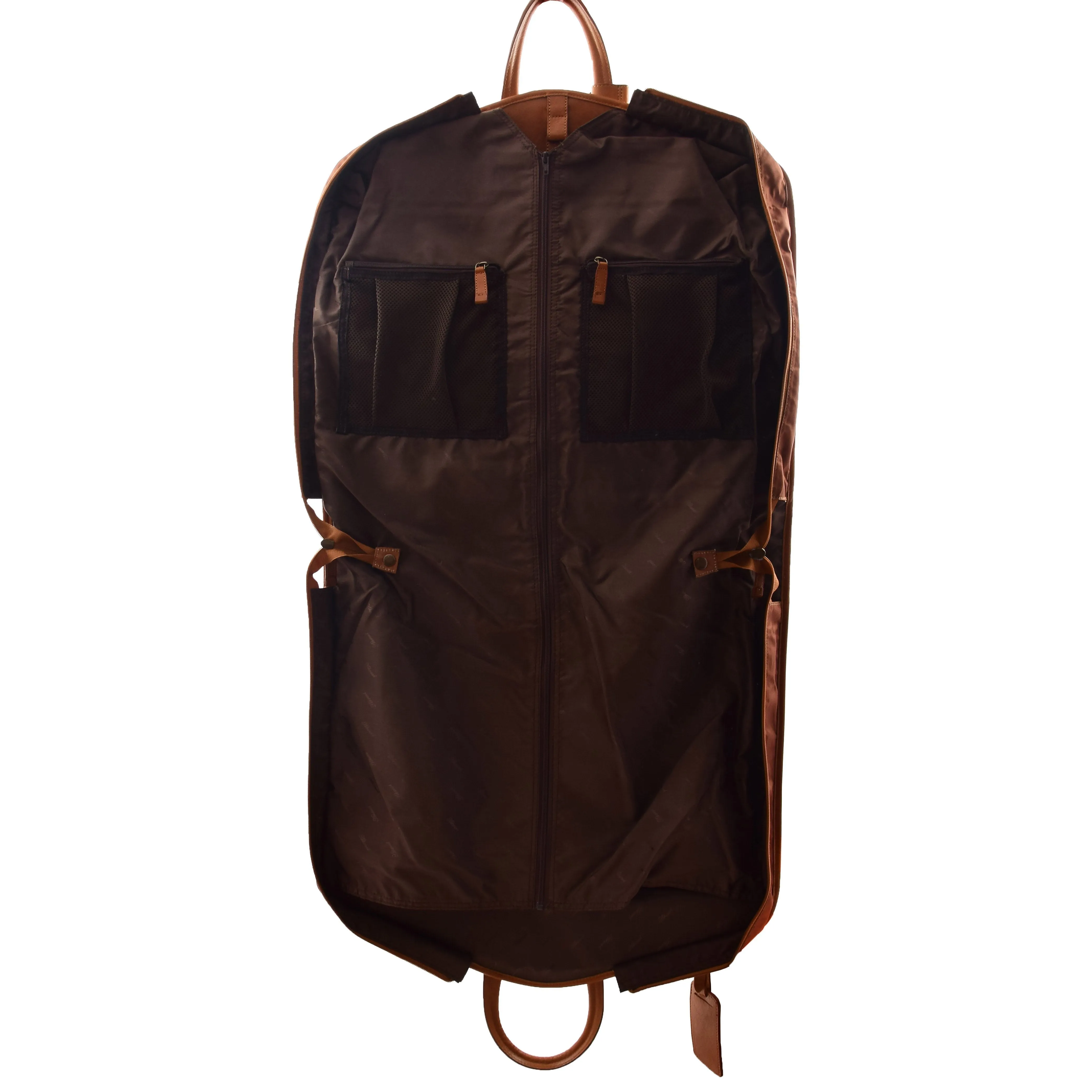 DR613 Genuine Leather Travel Suit Carrier Garment Bag Tan