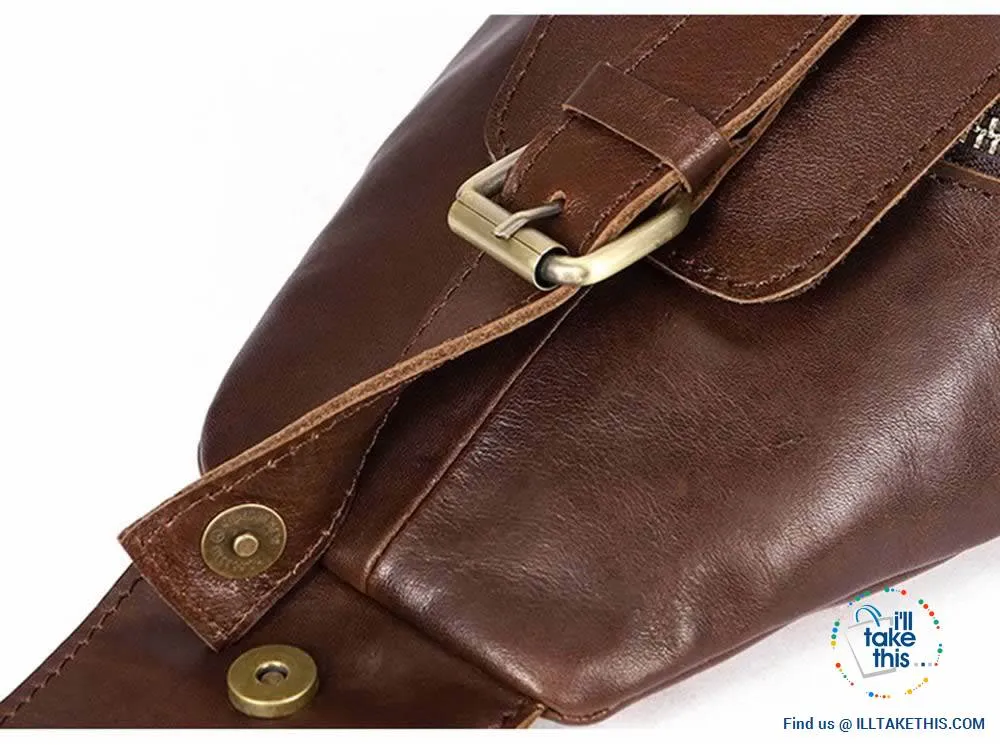 EASY Sling Shoulder All Leather Back Pack with USB Charging