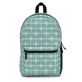 Elegant Minimalist Geometric Line Art in White and Teal Pattern Lightweight Stylish Durable Backpack (Made in USA)