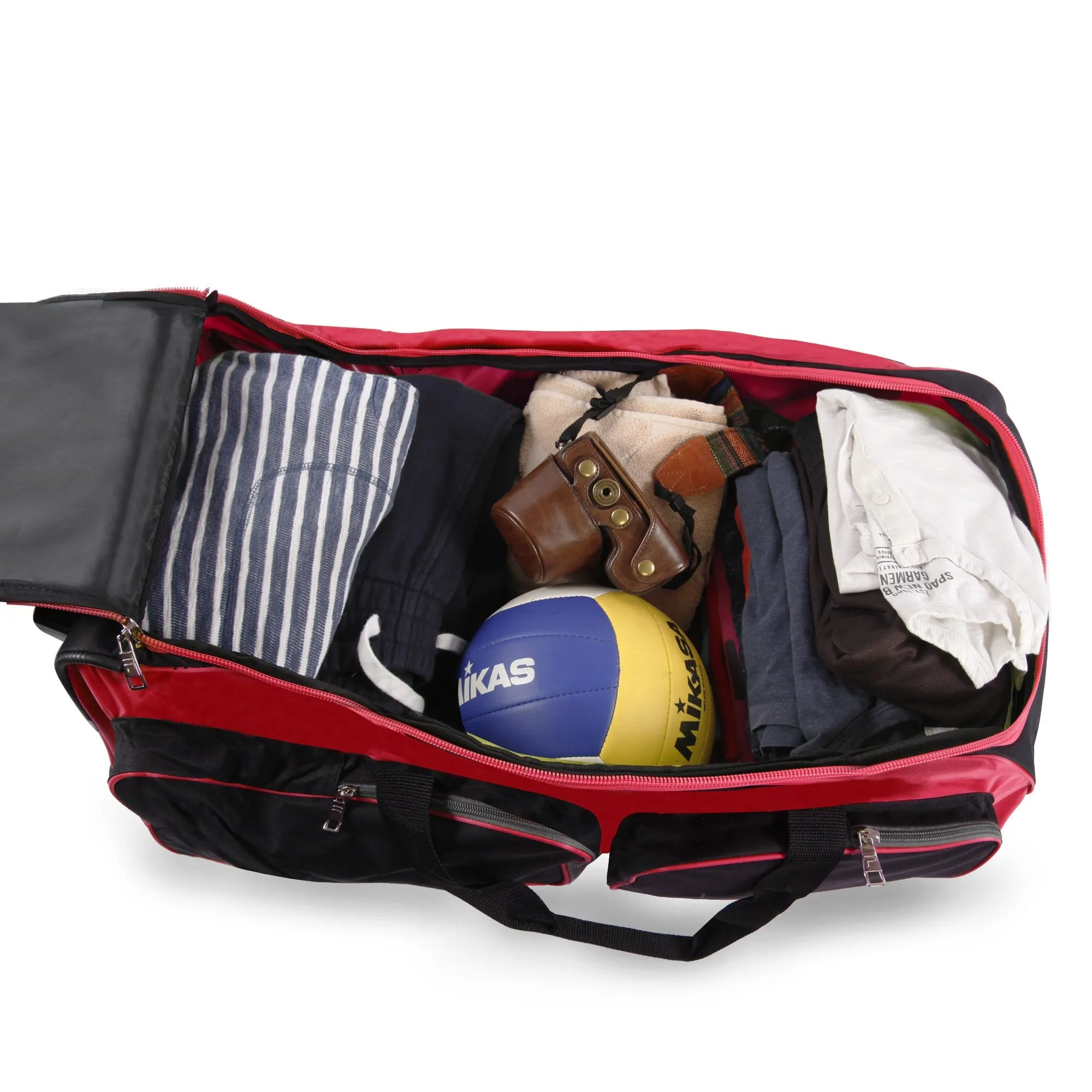 Fila 32" Large Lightweight Rolling Duffel Bag, Red, One Size