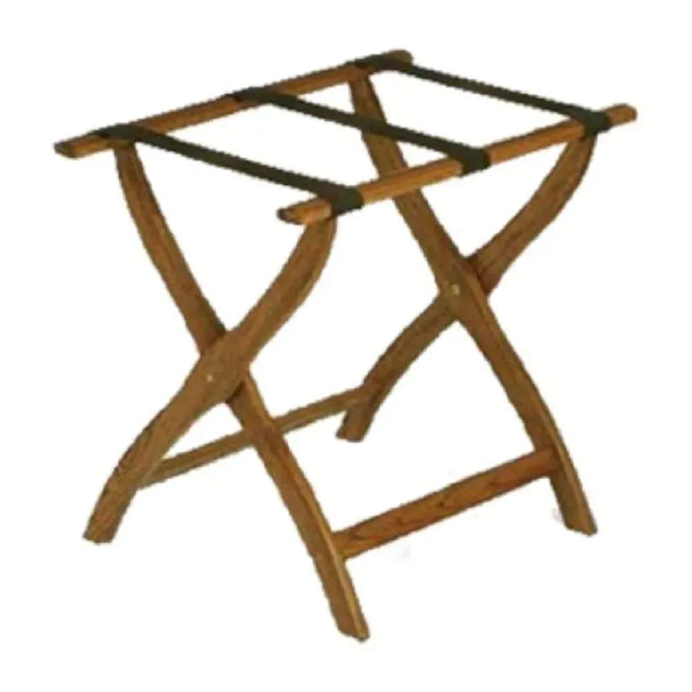 Forbes Industries 904-MO 24" Oak Luggage Rack, Medium Finish, With Brown Poly Straps