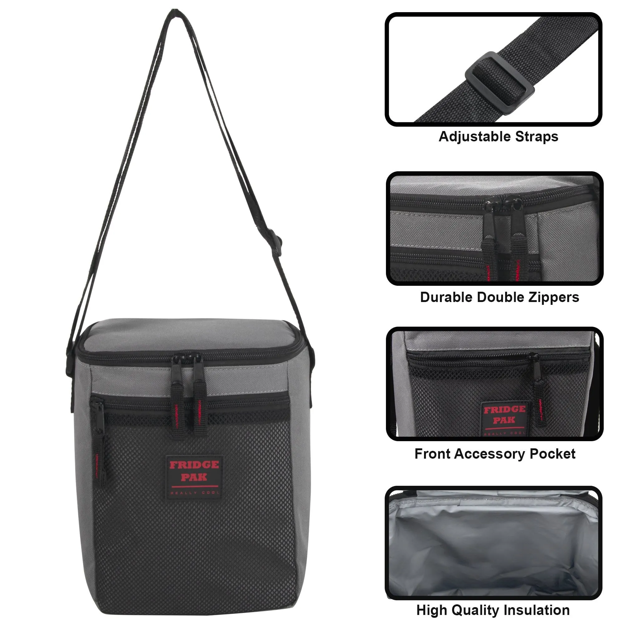 Fridge Pak 6 Can Cooler Bag With Front Mesh Pocket