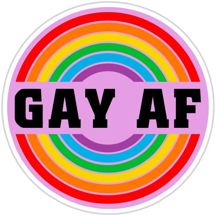 Gay AF Rainbow Bullseye Sticker - Wholesale
