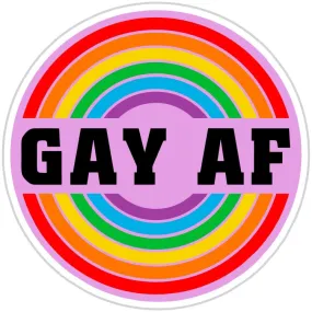 Gay AF Rainbow Bullseye Sticker - Wholesale