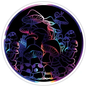 Groovy Mushrooms At Night Round Sticker - Wholesale