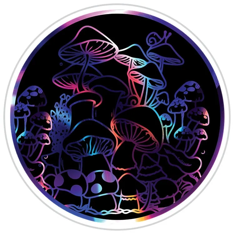 Groovy Mushrooms At Night Round Sticker - Wholesale