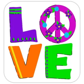 Groovy Peace and Love Sticker - Wholesale