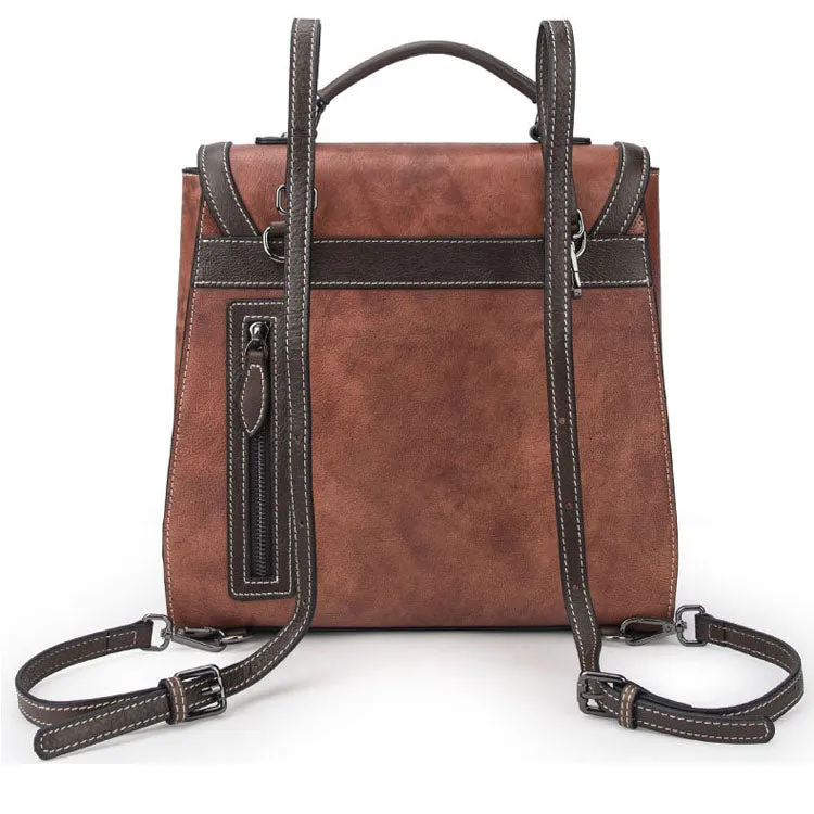 Handmade Ladies Genuine Leather Rucksack Backpack Purse Shoulder Handbags for Women