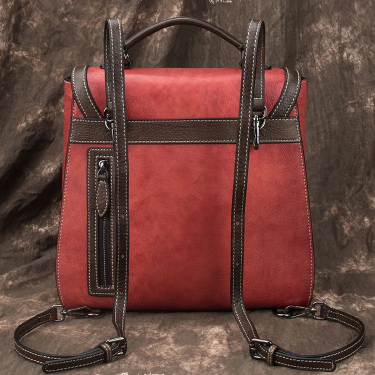 Handmade Ladies Genuine Leather Rucksack Backpack Purse Shoulder Handbags for Women