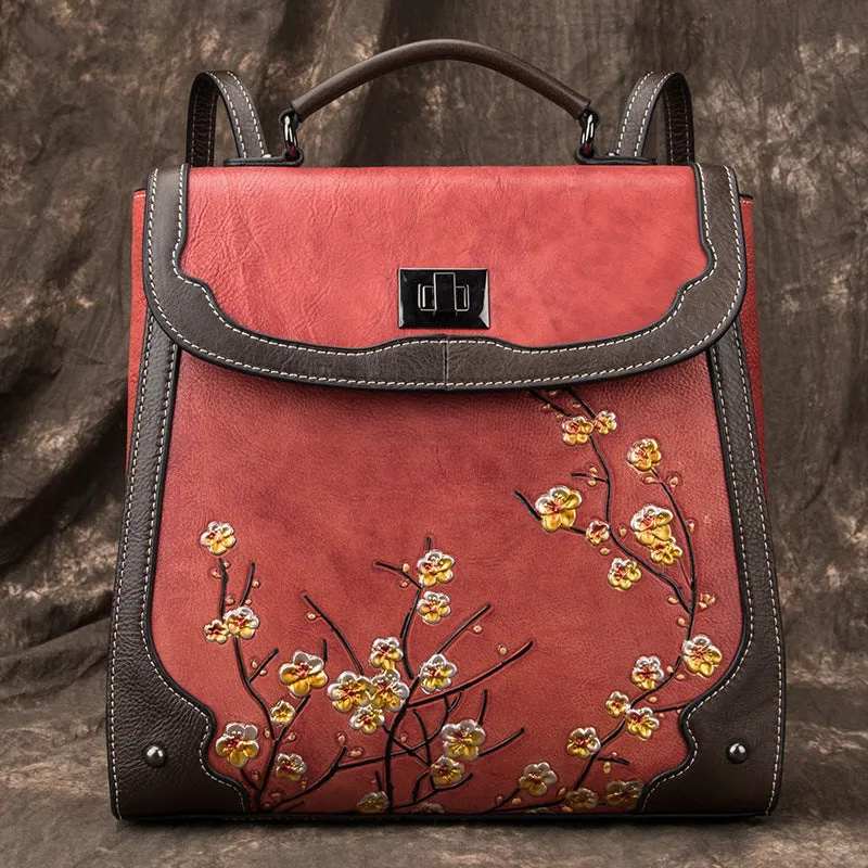 Handmade Ladies Genuine Leather Rucksack Backpack Purse Shoulder Handbags for Women