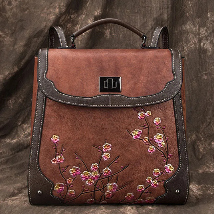 Handmade Ladies Genuine Leather Rucksack Backpack Purse Shoulder Handbags for Women