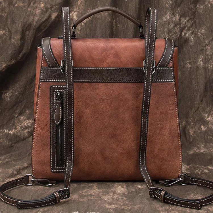 Handmade Ladies Genuine Leather Rucksack Backpack Purse Shoulder Handbags for Women