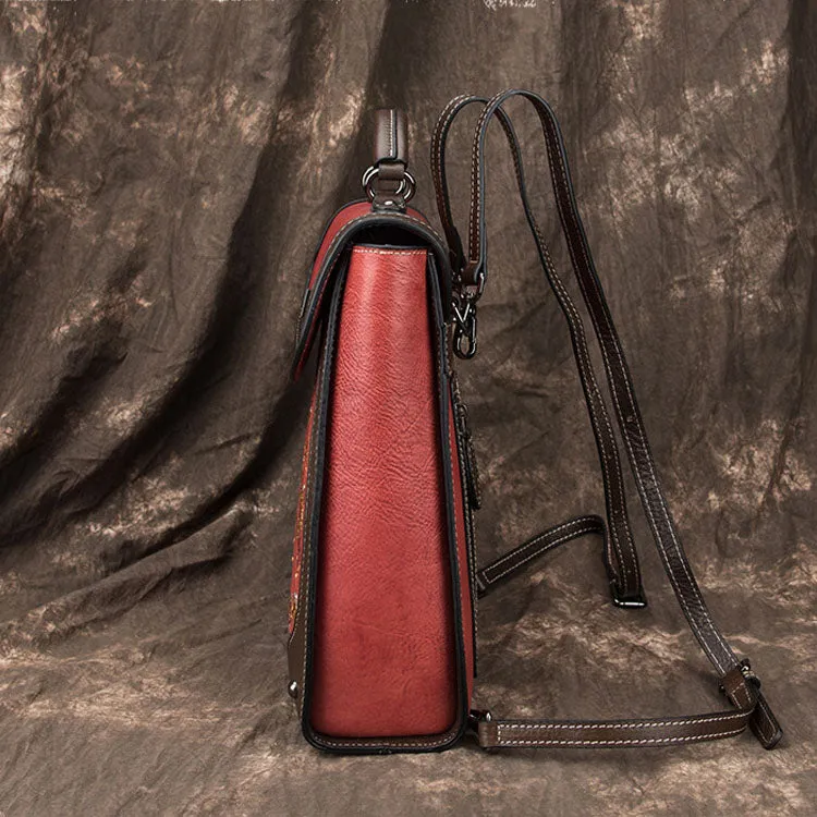 Handmade Ladies Genuine Leather Rucksack Backpack Purse Shoulder Handbags for Women