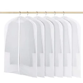 HOMMINI Pack of 6 Hanging PEVA Garment Bags Lightweight, Full Clear Zipper Suit Bag for Closet Storage or Travel Clothes Cover, Dust Cover(47'' x 24'') (L)