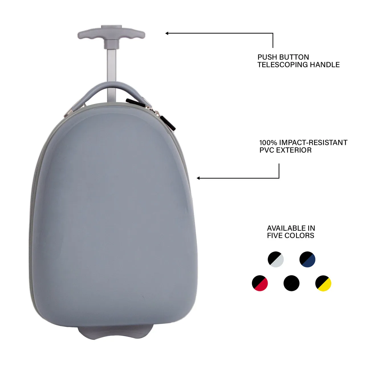 Kids Rolling Pod Luggage In Black