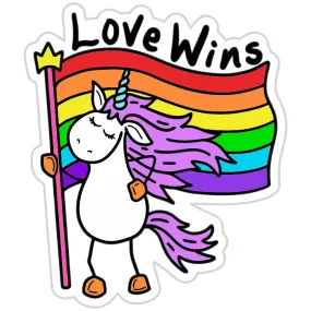 Love Wins Unicorn Flag Gay Pride Sticker