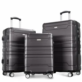 Luggage Sets New Model Expandable Abs Hardshell 3 Pieces Clearance Luggage Hardside Lightweight Durable Suitcase Sets Spinner Wheels Suitcase With Tsa Lock 20''24''28'' (Dark Gray)