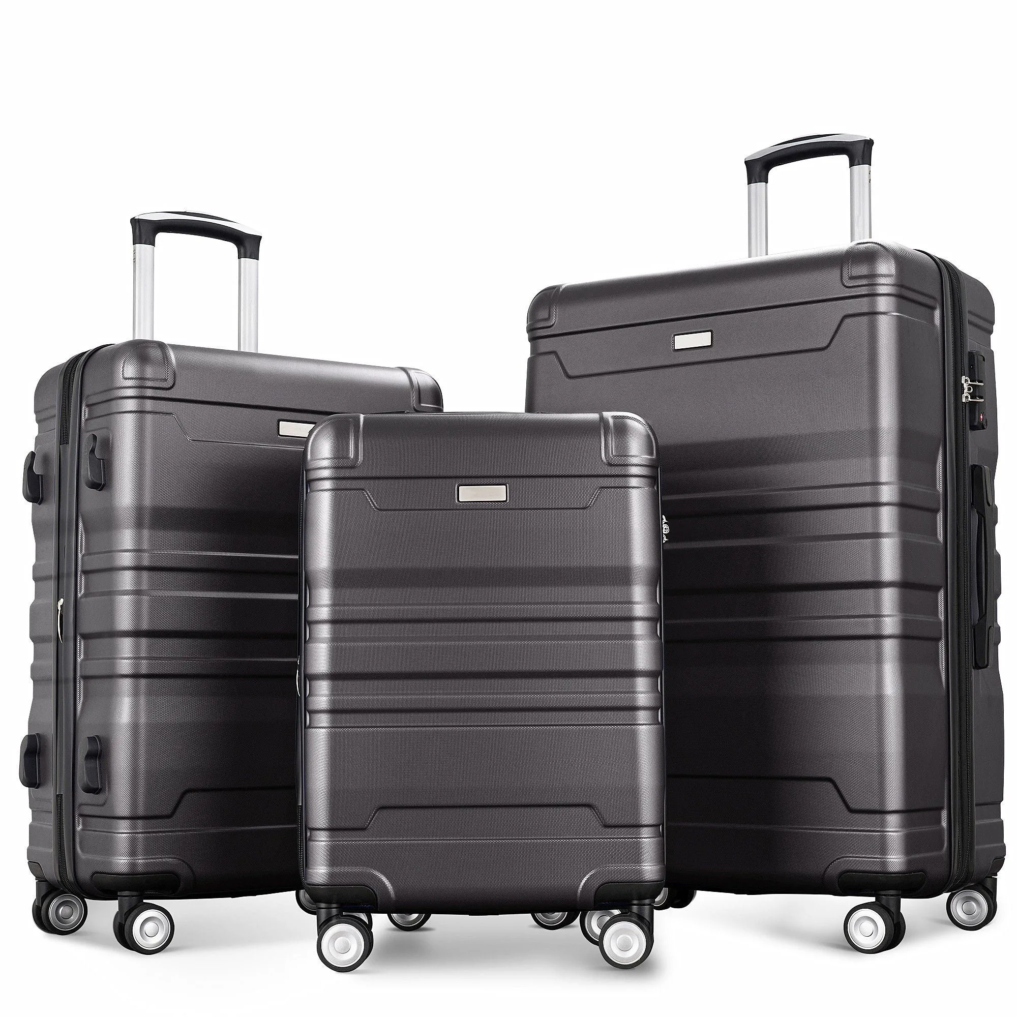 Luggage Sets New Model Expandable Abs Hardshell 3 Pieces Clearance Luggage Hardside Lightweight Durable Suitcase Sets Spinner Wheels Suitcase With Tsa Lock 20''24''28'' (Dark Gray)