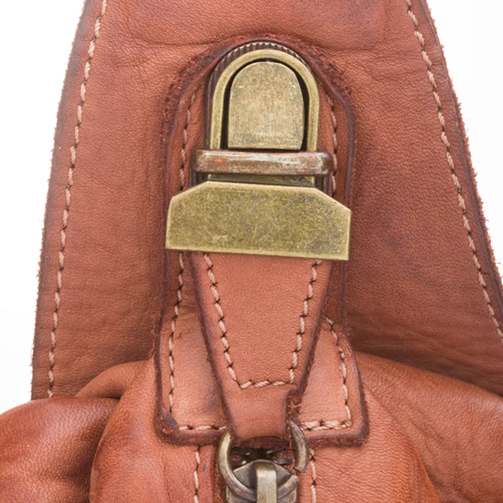 MARCO POLO● Große Leder Bauchtasche für Damen und Herren. Toscany Vintage Leder. Braun-cognac