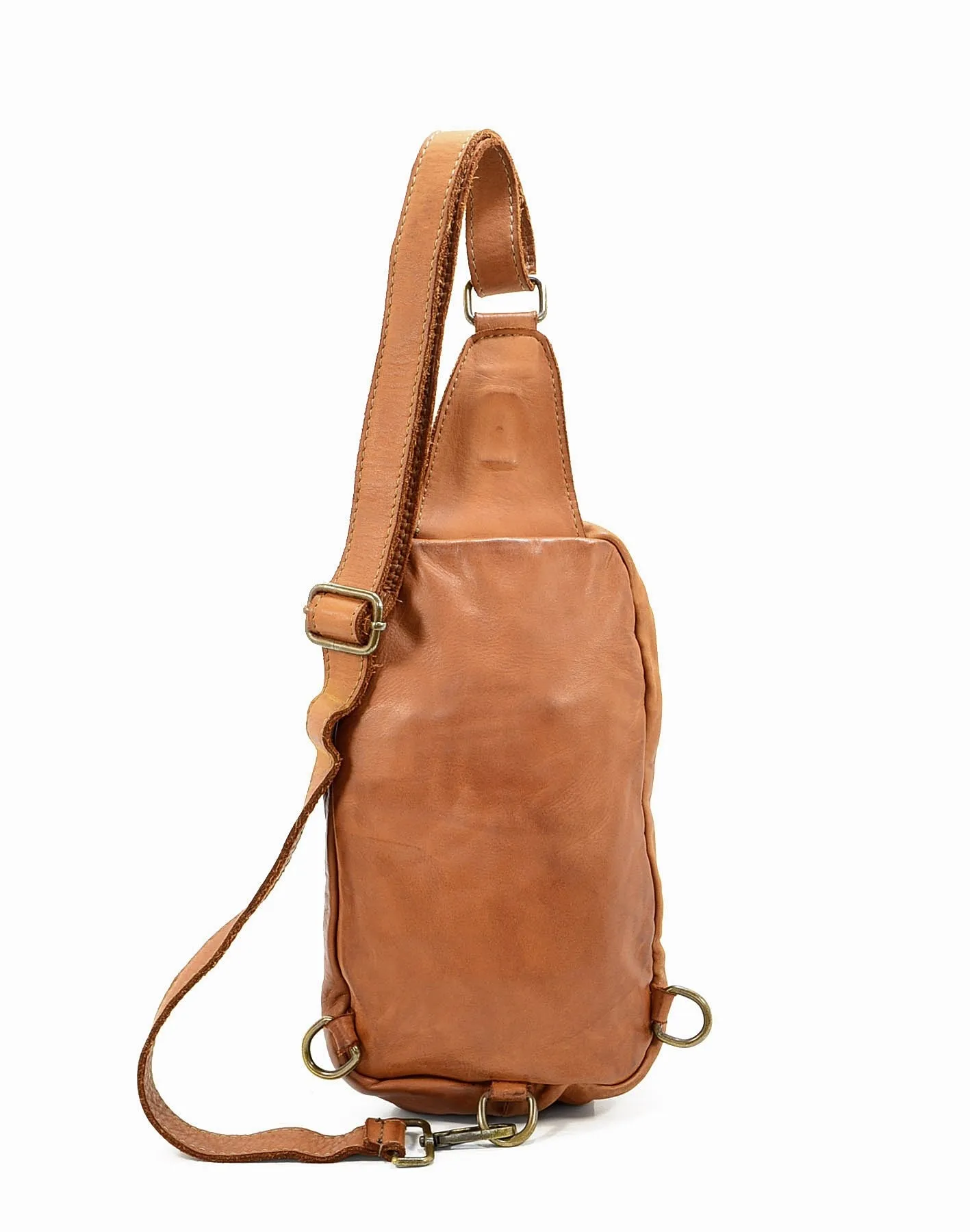 MARCO POLO● Große Leder Bauchtasche für Damen und Herren. Toscany Vintage Leder. Braun-cognac