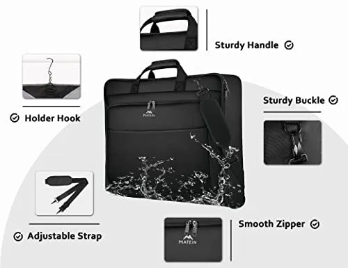 MATEIN Garment Bags, Large Suit Travel Bag with Pockets & Shoulder Strap for Business Trip, Professional Foldable Carry On Bag Gifts for Men Women, Client, Waterproof Luggage Bags for Travel, Black
