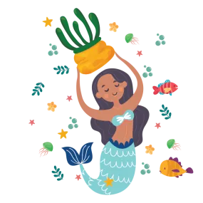 Mermaid With Long Hair And A Plant Sticker