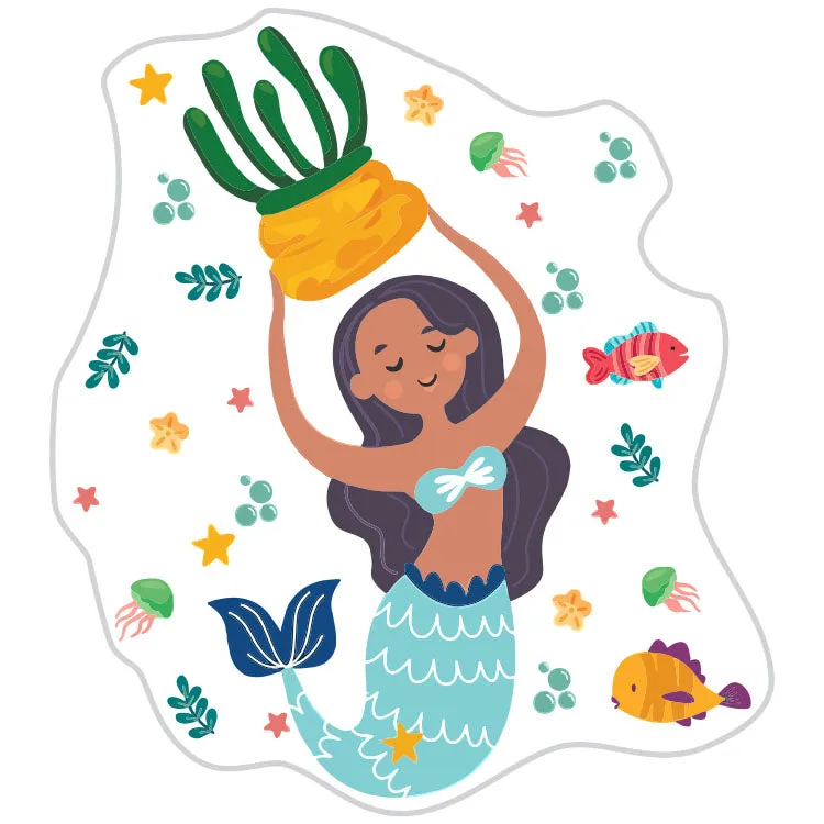Mermaid With Long Hair And A Plant Sticker