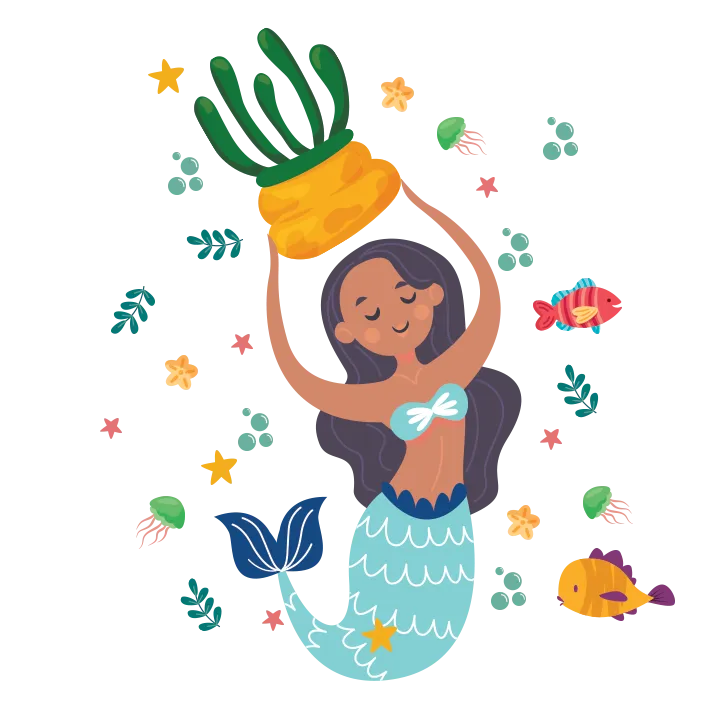 Mermaid With Long Hair And A Plant Sticker