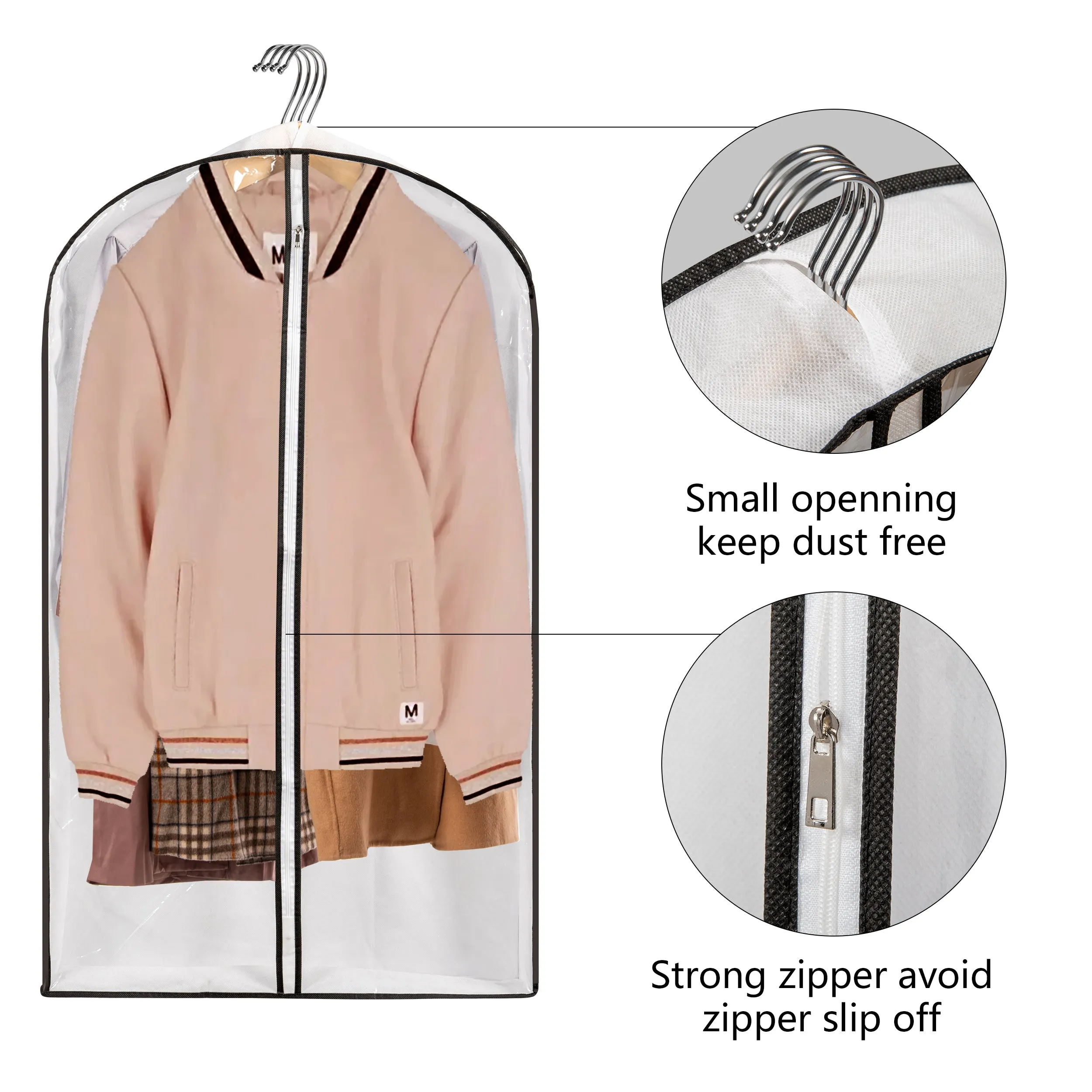 Mskitchen Hanging Clothes Bag with 4" Gusseted Garment Bag for Storage Suit Bag for Closet Clear Garment Bags Dress Covers Garment Bags for Suits, Sweaters, Shirts - 24"x 40"x 4"/ 3 Pack-6 Pack