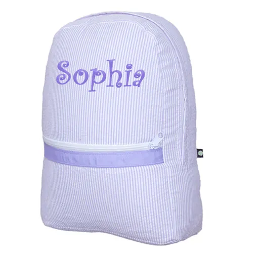 Personalized Backpack by Mint  Medium Lilac Seersucker