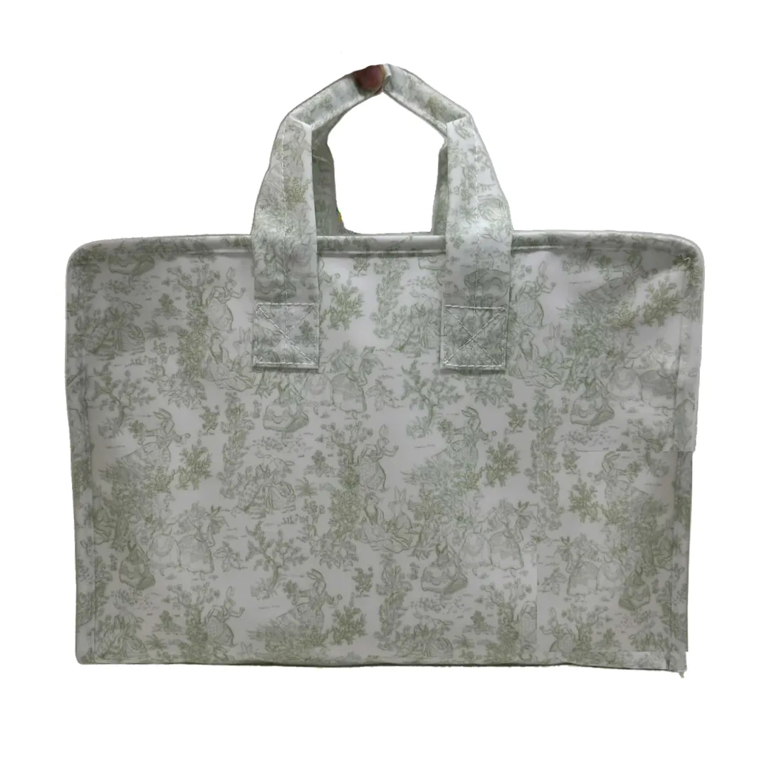 Personalized Nylon Green Toile Overnight Tote