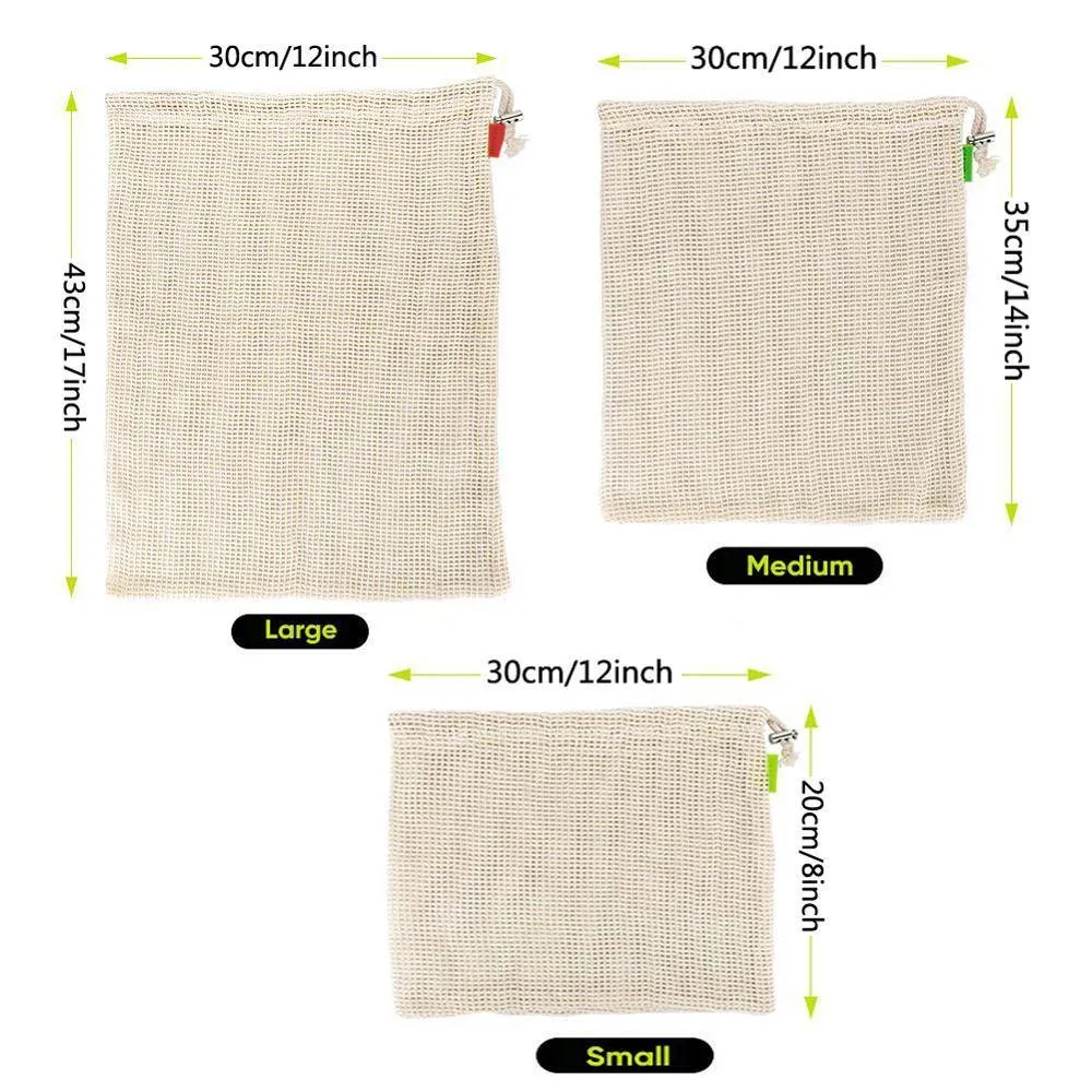 Reusable Cotton Mesh Bags
